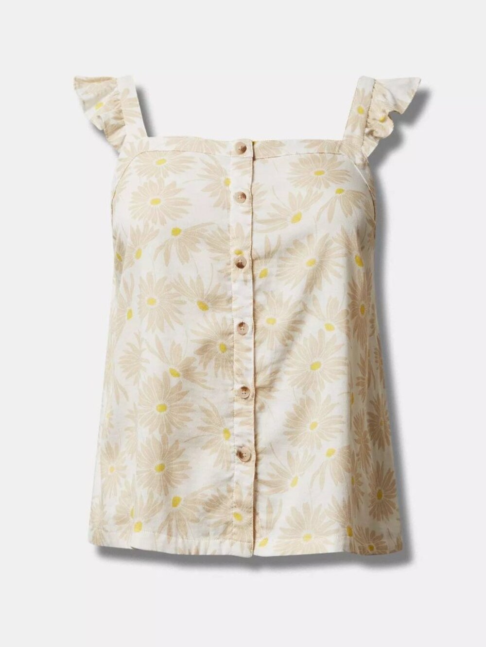 EUC Torrid Double Gauze Ruffle Button Front Tank Top Daisy